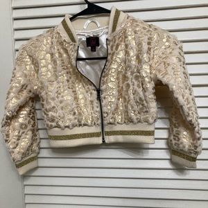 Girl faux fur animal print jacket size 5